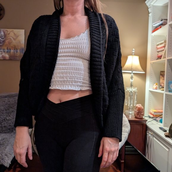 Anthropologie Black Cozy Chunky Cardigan - Picture 3 of 4